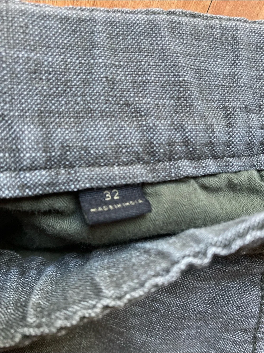 John Varvatos USA Linen Blend Mens 32 Gray Bermuda Shorts Drawstring